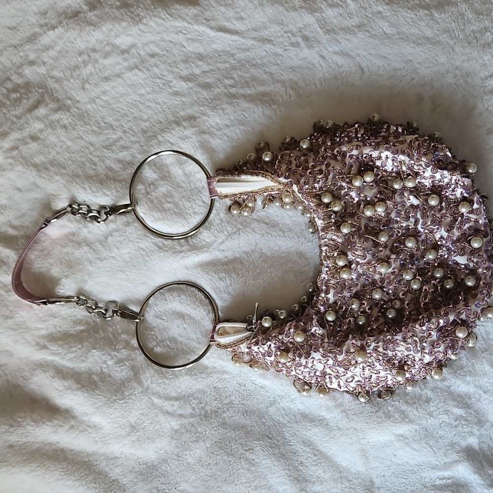 Vintage Elegant Pearl-Embellished Pink Hobo Handbag🩷